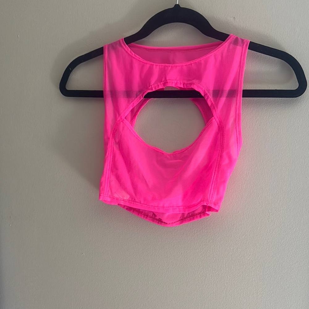 Neon Pink Cutout Crop Top